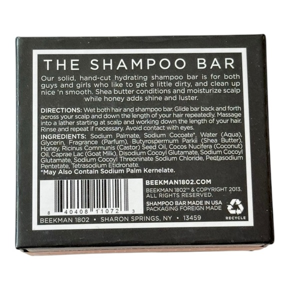 BEEKMAN 1802 Old Fashioned Shampoo Bar Honey & Orange Blossom NEW - Picture 2 of 4